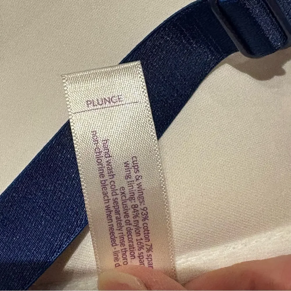 Cacique Plunge Push Up Women's Blue Tie-Dye Bra Front Clasp Size 44C UW Padded